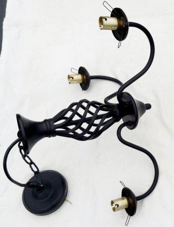 Image 2 of Black Twisted Metal Chandelier Style Light Fitting