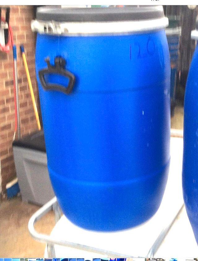 Preview of the first image of 60 litre plastic clamp lid barrel £20.