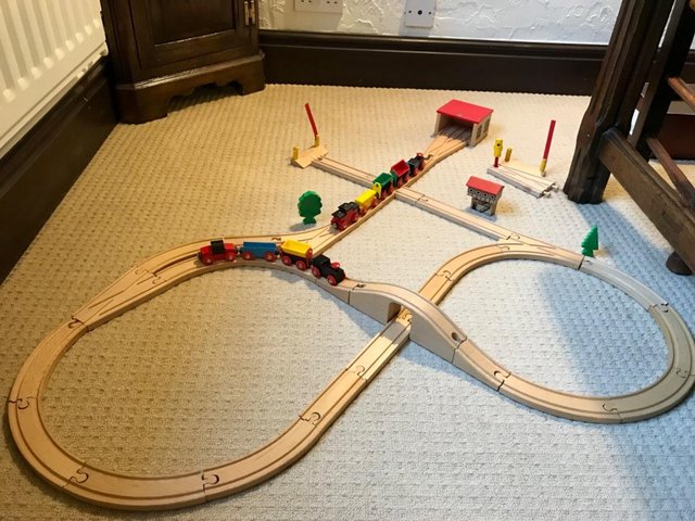 Preview of the first image of BRIO Train Set. Original 1980’s wooden set.