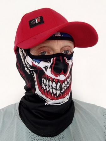 Image 1 of USA flag clown face mask with FREE red baseball cap.