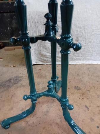 Image 2 of ANTIQUE VICTORIAN HEAVY CAST IRON MARBLE TOP BISTRO TABLE VG