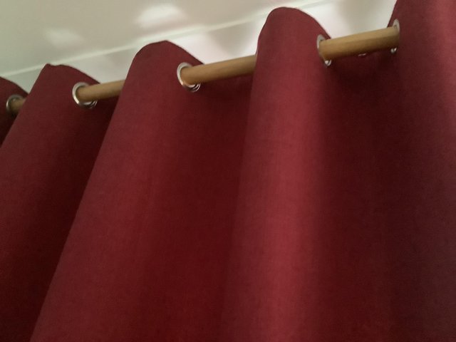 Preview of the first image of Lined red eyelet curtains 1 pair.