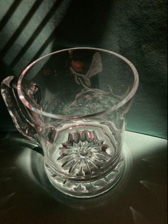 Image 1 of Hand engraved stag's head on crystal tankard