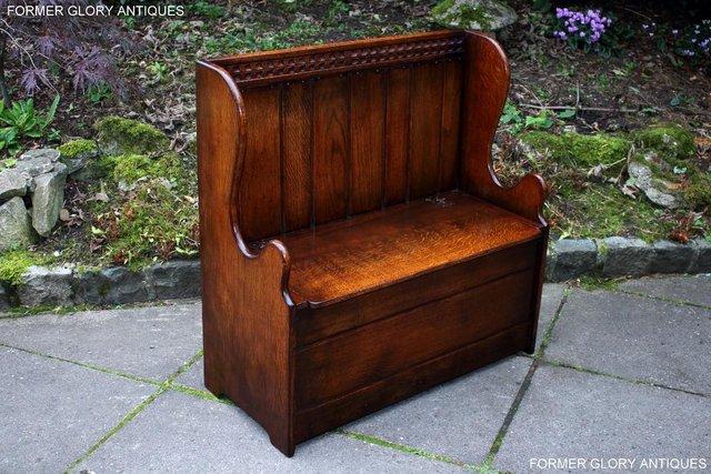 Image 2 of A TITCHMARSH AND GOODWIN OAK BENCH BOX SETTLE PEW ARMCHAIR