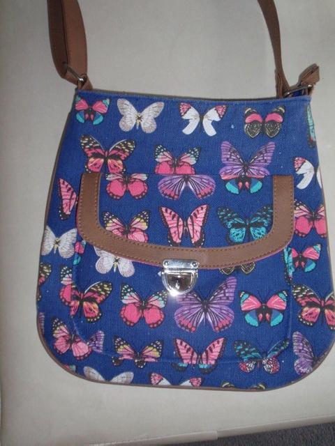 Preview of the first image of Brand New Canvas pouch bag / Handbag with Butterfly Pattern.
