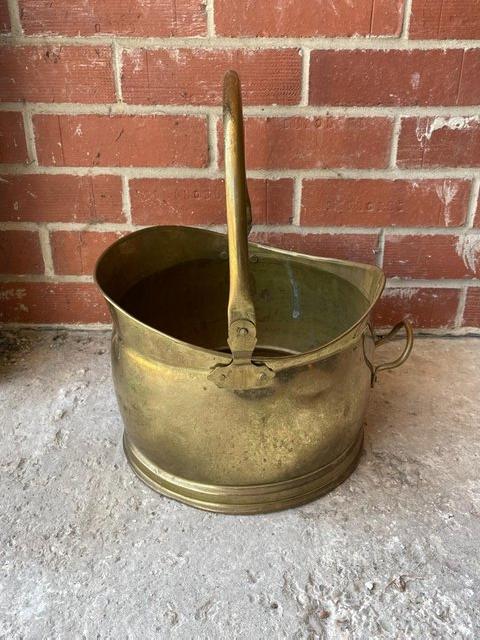 Preview of the first image of Lombard C&A Brass Coal Scuttle Antique Handle Gold Vintage.