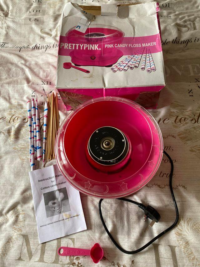 Preview of the first image of candy floss maker with full instructions & original box.