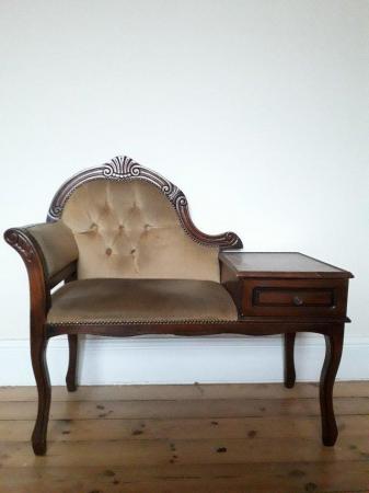 Image 1 of VINTAGE TELEPHONE TABLE SEAT WITH DRAWER