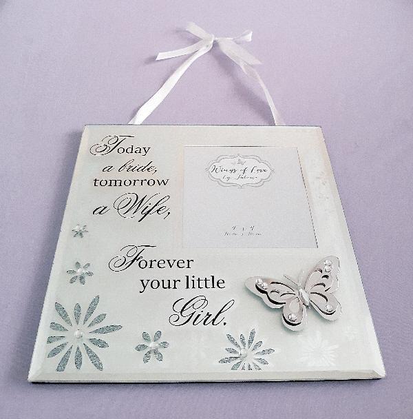 Preview of the first image of New - Mirrored 'Forever your Little Girl' Butterfly Frame.