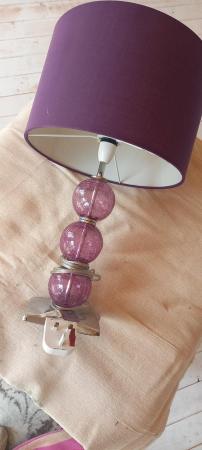 Image 2 of Marks & Spencer purple glass ball lamp n shade