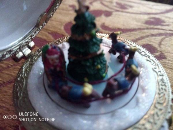 Image 2 of Santa Christmas musical/movement decoration with gift bag