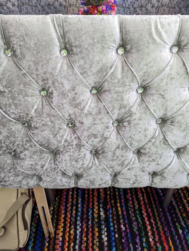 Preview of the first image of CRUSHED VELVET WITH DIAMONTES 4' HEADBOARD.