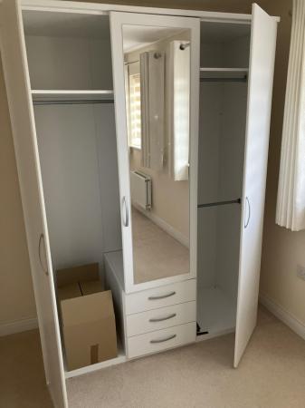 Image 3 of Triple three door mirrored three drawer wardrobe