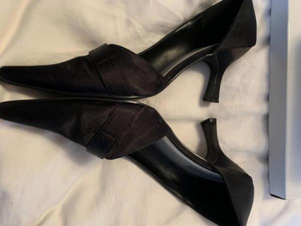 Image 1 of VAMP black satin pointed toe stiletto heel