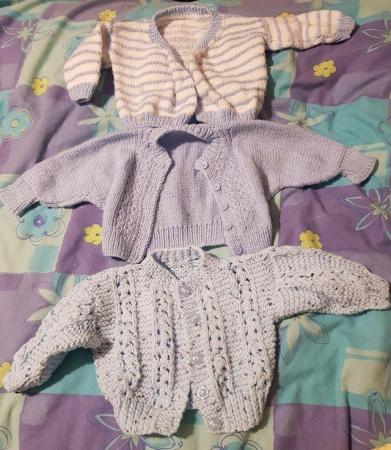 Image 2 of Baby boy blue hand knitted cardigans