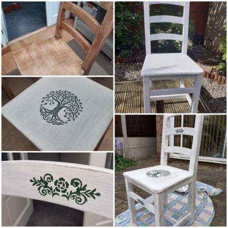 Image 2 of Whitewashed stencilled chair