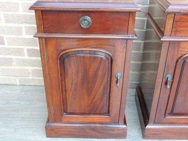Image 12 of Pair of Mahogany Tall Bedside Cabinets (UK Delivery)