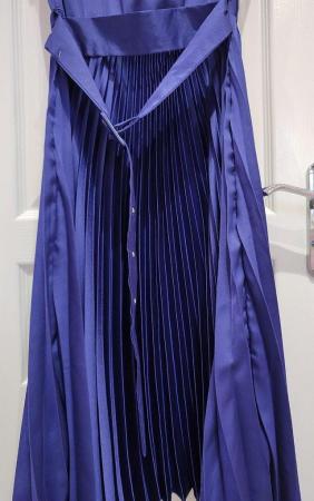 Image 10 of New Look Purple Occasion Satin Pleated Dress UK 12