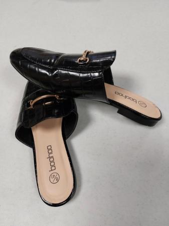 Image 2 of Boohoo flat black slip on sandals