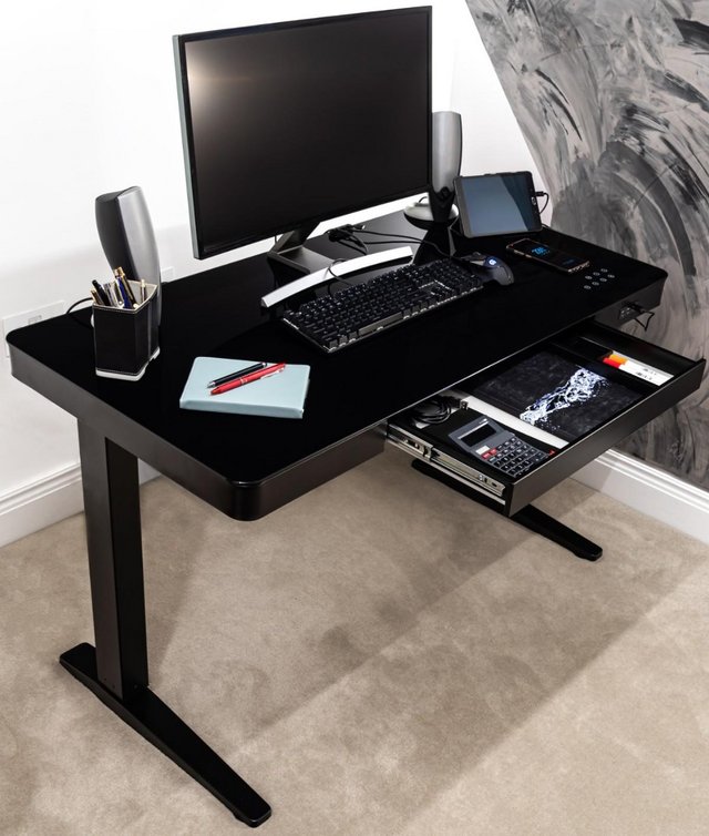 Preview of the first image of Electric Standing Desk w/ Drawer, 2x USB ports & Wireless Ch.