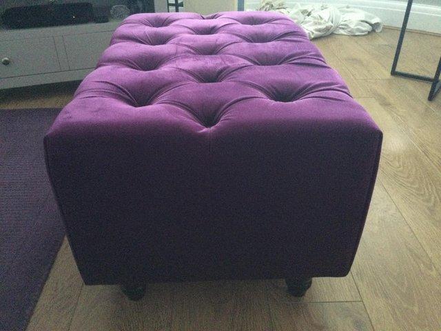 Preview of the first image of Beautiful handmade Purple Velvet Footstool.
