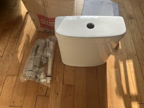 Image 2 of Toilet bowl, cistern and seat; Victoria Plum
