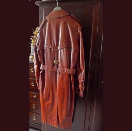 Image 3 of Leather Trench Coat, men’s size 42, full length.