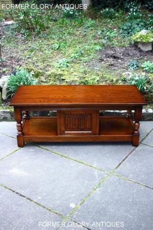 Image 75 of OLD CHARM LIGHT OAK LONG WINE COFFEE TABLE CABINET TV STAND