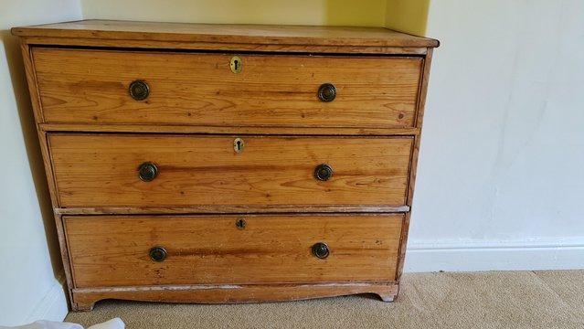 Preview of the first image of Antique pine chest of drawers.