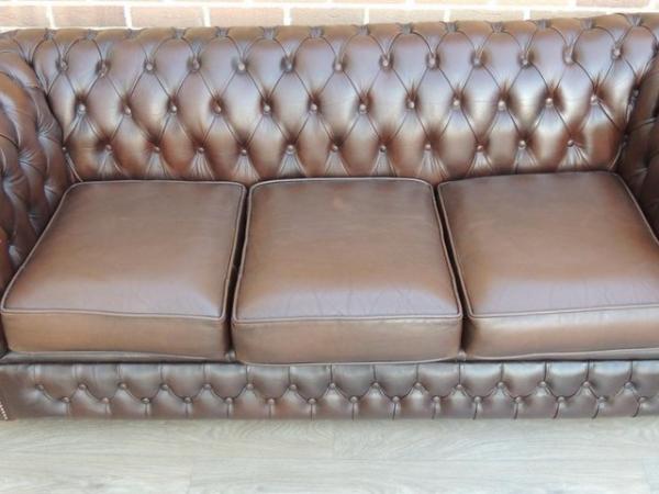 Image 12 of Chesterfield 3 seater Antique Brown Sofa (UK Delivery)