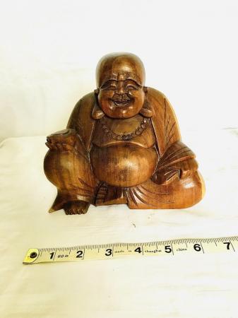 Image 2 of Wooden happy laughing buddha