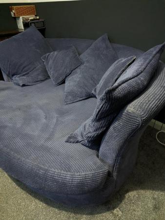 Image 3 of Blue/Purple corduroy cuddle sofa 2 seater