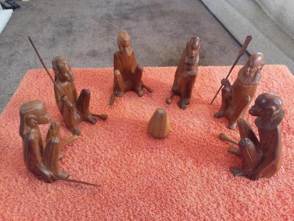 Image 3 of AFRICAN WOOD CARVINGS -- MASAI WARRIORS + LETTER OPENER