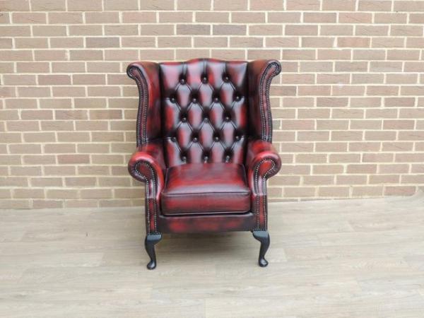 Image 3 of Queen Anne Chesterfield Ox Blood Armchair (UK Delivery)