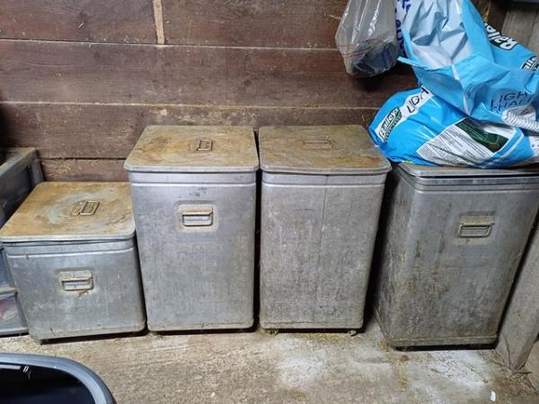 Image 1 of Selection of metal feed bins