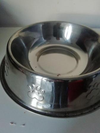 Image 3 of Large dog bowl bone detail stainless steel