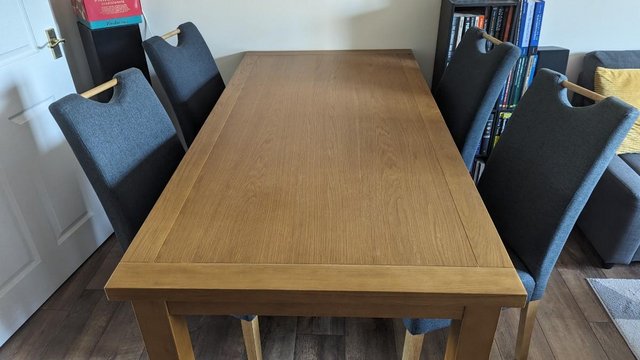 Image 3 of Solid Wood Dining Table and Four Fabric Chairs