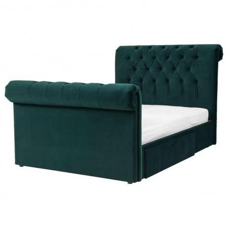 Image 2 of Ikea sleigh bed emerald green kingsize