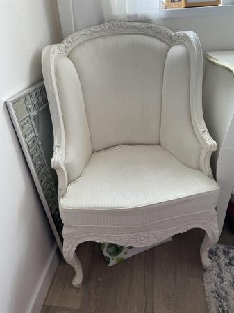 Image 1 of French style chair with wooden carved frame