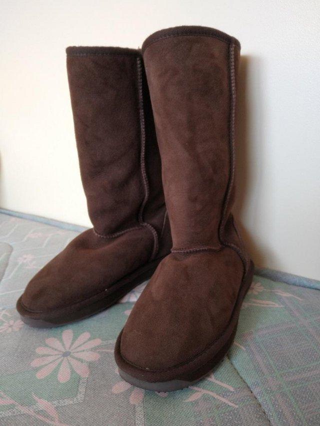 Preview of the first image of Just Sheepskin Brown Ladies Boots Size UK 5.
