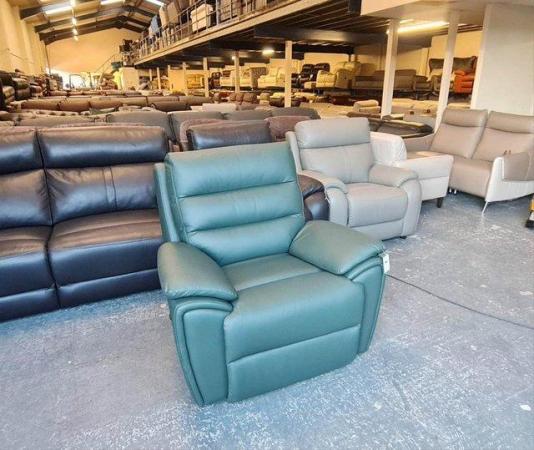 Image 8 of Winslow forest green leather electric recliner armchair