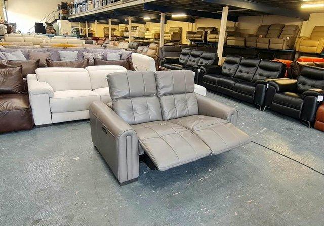 Image 8 of Alessio grey leather electric recliner 2 seater sofa