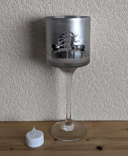 Preview of the first image of Silver Coloured Festive Wine Glass Tealight Holder    BX32.