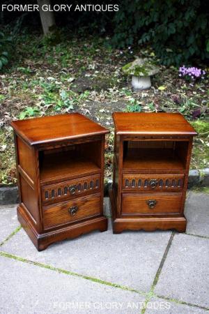 Image 21 of A PAIR OF OLD CHARM LIGHT OAK BEDSIDE CABINETS LAMP TABLES