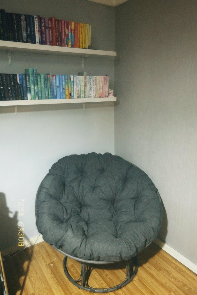 Preview of the first image of Grey Papasan chair with cushion.