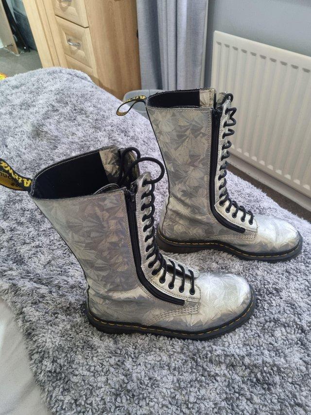 Preview of the first image of Unique silver Dr martens boots.
