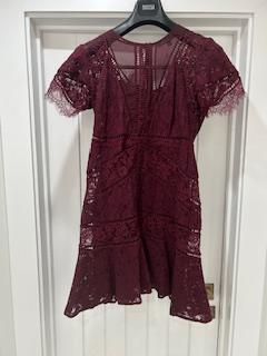 Image 2 of Burgundy French Connection lace dress with under silk dress
