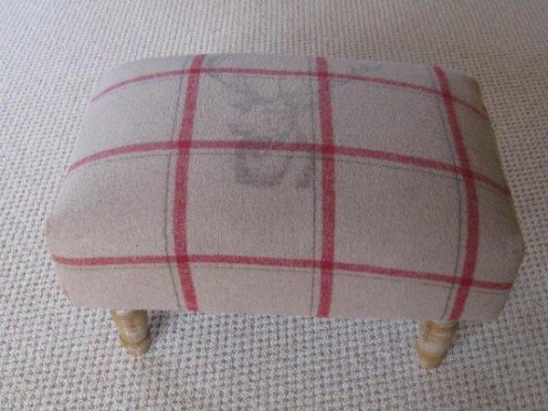 Image 2 of Footstool in a chequered cloth