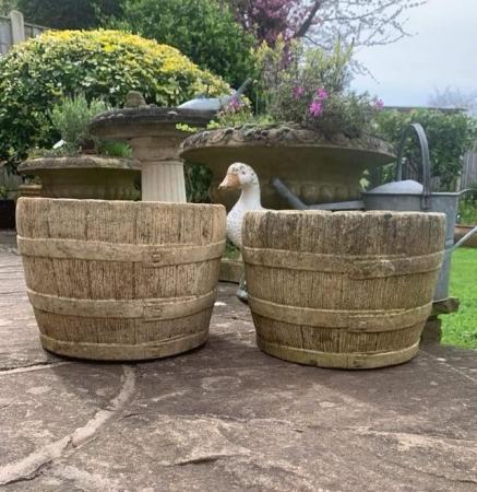 Image 3 of 2 heavy Cotswold Stone plant pots