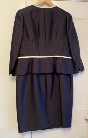 Image 2 of Hobbs Invitation Dress & Jacket UK14 Navy & Cream Silk/Wool